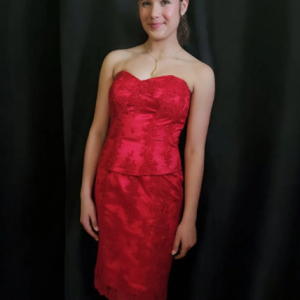 "Passion Red" Lace and Satin Dress