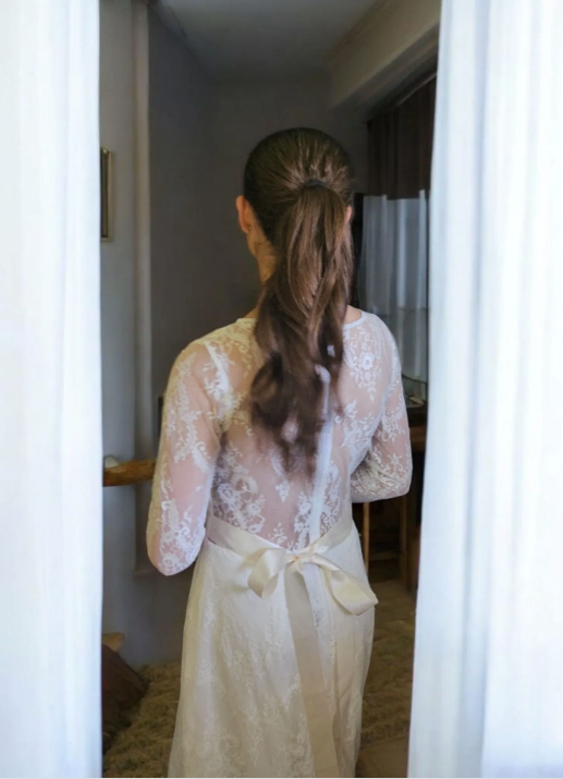 "Romantic Purity" Floral Lace and Chiffon Dress - Image 2